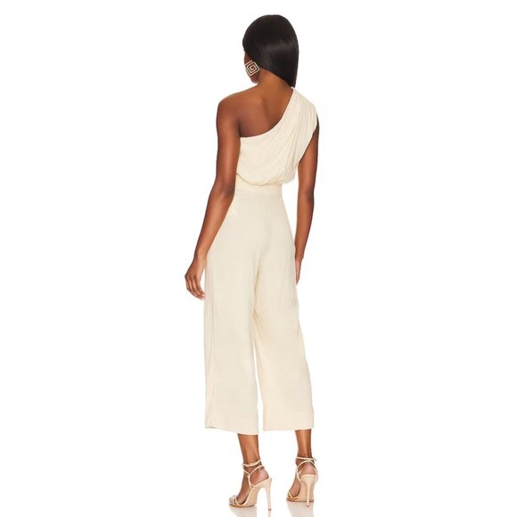 Free People Avery Jumpsuit Size 4 Washed Out Cream One Shoulder New - Picture 5 of 11